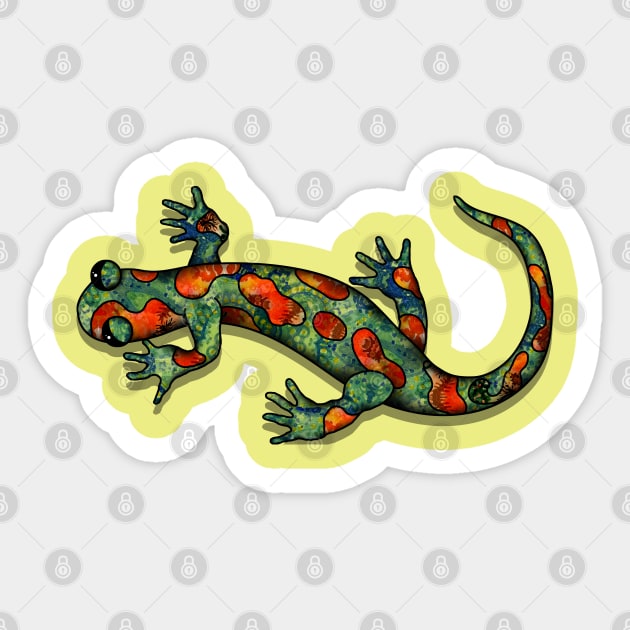 Wild green and orange salamander Sticker by Zodiart